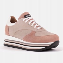 Marco Shoes Zapatillas de suela gruesa de cuero natural beige 1