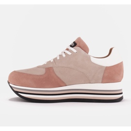 Marco Shoes Zapatillas de suela gruesa de cuero natural beige 3