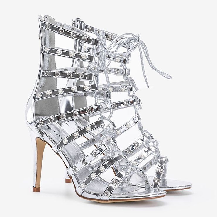 Sandalias plateadas con tacón de aguja The Twist plata 1 Sandalias plateadas con tacón de aguja The Twist plata 1