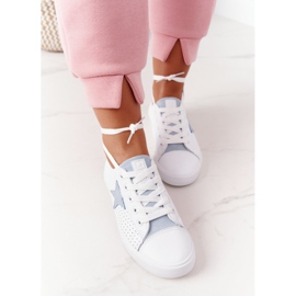 Zapatillas de Mujer en Piel con una Estrella Big Star DD274692 Blanco-Azul 4