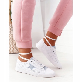 Zapatillas de Mujer en Piel con una Estrella Big Star DD274692 Blanco-Azul 2