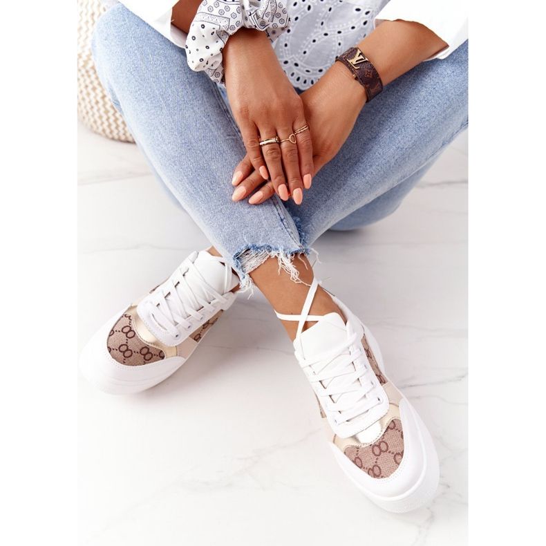 Calzado deportivo Zapatillas en la plataforma blanco y dorado Allisone 1