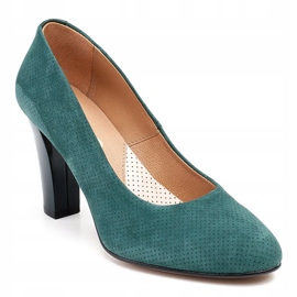 Marco Shoes Zapatos de salón 777P verdes hechos de cuero de gamuza único con lunares 3D 1