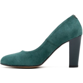 Marco Shoes Zapatos de salón 777P verdes hechos de cuero de gamuza único con lunares 3D 2