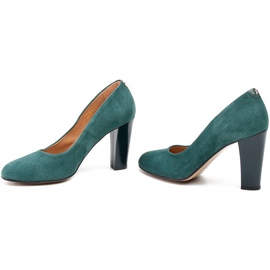 Marco Shoes Zapatos de salón 777P verdes hechos de cuero de gamuza único con lunares 3D 3