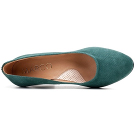 Marco Shoes Zapatos de salón 777P verdes hechos de cuero de gamuza único con lunares 3D 4