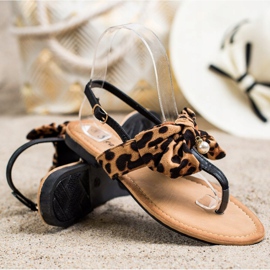 Seastar Sandalias elegantes con un lazo marrón negro 1