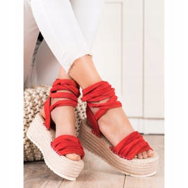 Seastar Sandalias atadas en una plataforma alta rojo 3