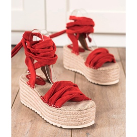 Seastar Sandalias atadas en una plataforma alta rojo 1