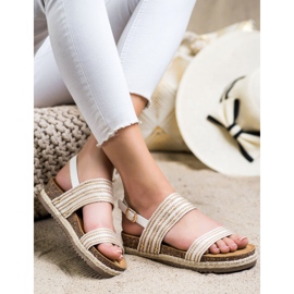 SHELOVET Sandalias cómodas con hebilla blanco marrón 3