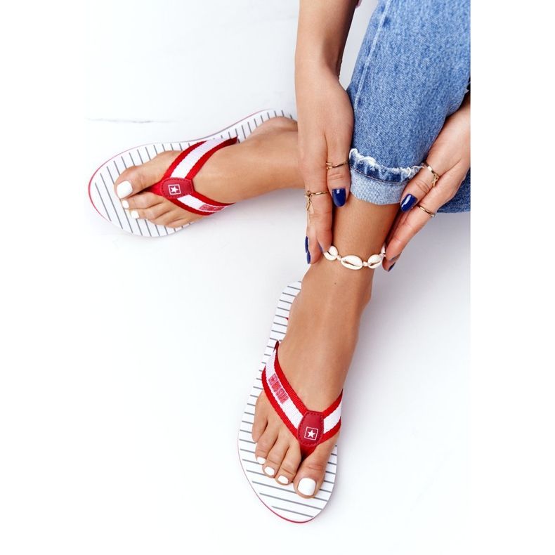Chanclas de mujer Big Star DD274A249 Red blanco rojo 3