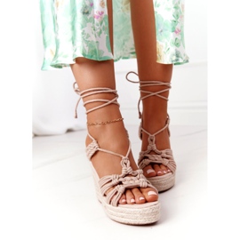 SEA Sandalias de cuña atadas con trenzado nude Run The World beige 1