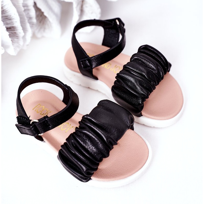 FR1 Sandalias de niño Aimy negras con velcro negro 3