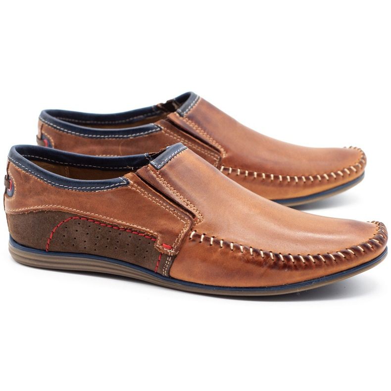 KOMODO Zapatos de cuero para hombre 847 marrón azul marino 2