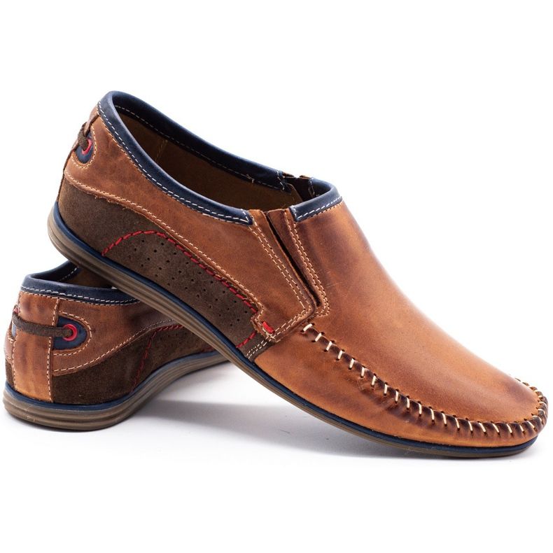 KOMODO Zapatos de cuero para hombre 847 marrón azul marino 3