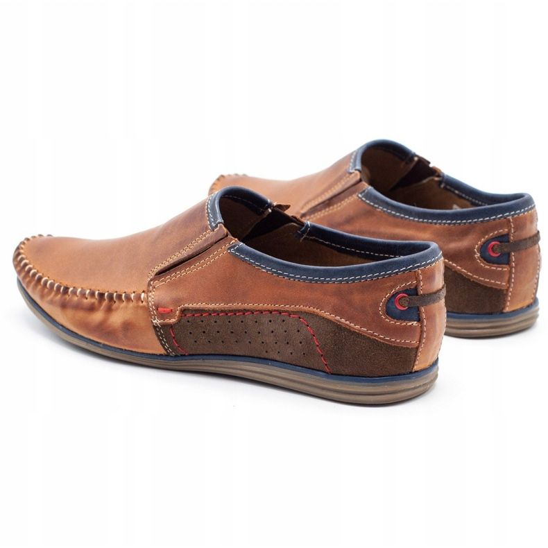 KOMODO Zapatos de cuero para hombre 847 marrón azul marino 5