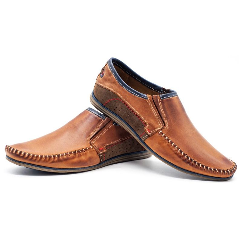 KOMODO Zapatos de cuero para hombre 847 marrón azul marino 4