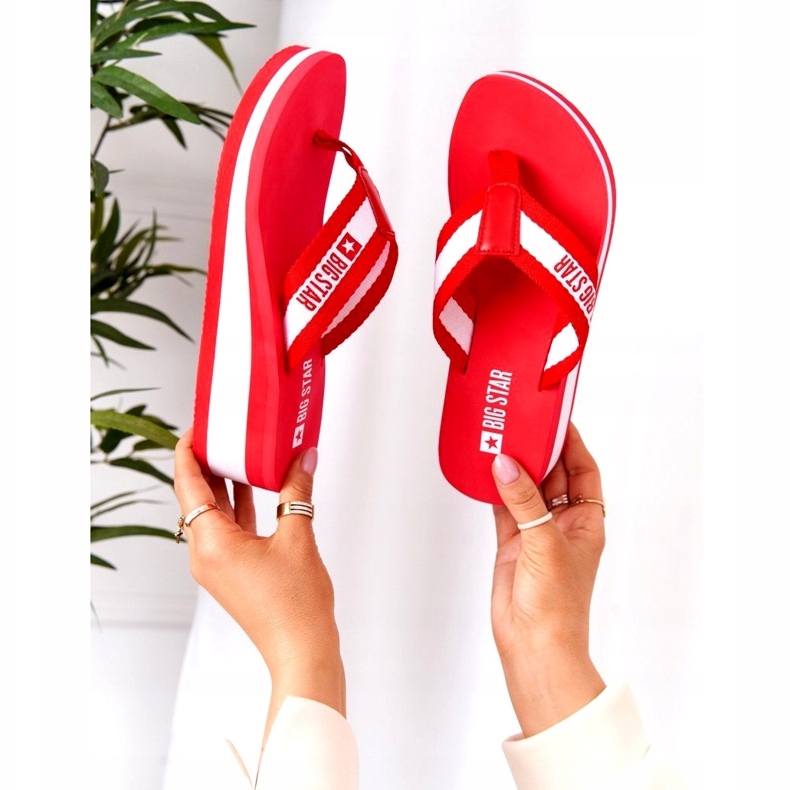 Chanclas de mujer con cuña Big Star HH274A095 Rojo blanco 1