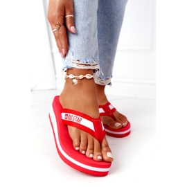 Chanclas de mujer con cuña Big Star HH274A095 Rojo blanco 2