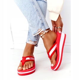 Chanclas de mujer con cuña Big Star HH274A095 Rojo blanco 3