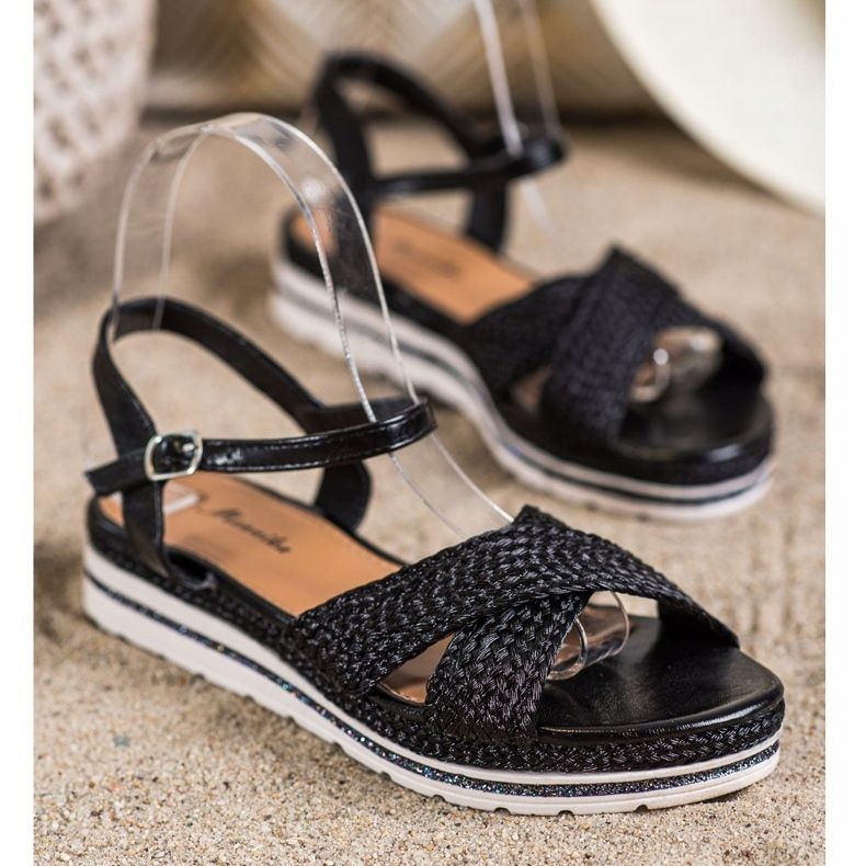 Mannika Sandalias negras en la plataforma negro 1 Mannika Sandalias negras en la plataforma negro 1