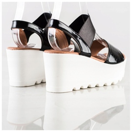 Weide Sandalias ligeras en una cuña blanca negro 1 Weide Sandalias ligeras en una cuña blanca negro 1