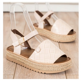 SHELOVET Sandalias Alpargatas Con Piel Ecológica beige 2