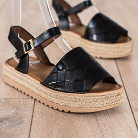 SHELOVET Sandalias Alpargatas Con Piel Ecológica negro 1