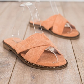 Ideal Shoes Pantuflas de gamuza elegantes naranja 1