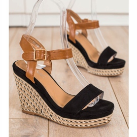 SHELOVET Alpargatas en sandalias de cuña negro 1