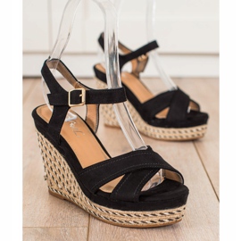 SHELOVET Sandalias elegantes en una cuña negro 1