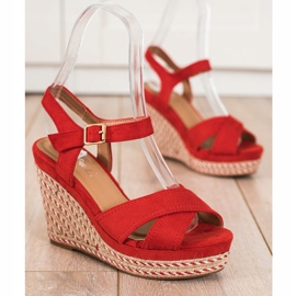 SHELOVET Sandalias de cuña elegantes rojo 1