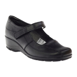 Salón con cuñas piel natural Angello 371 negro 1