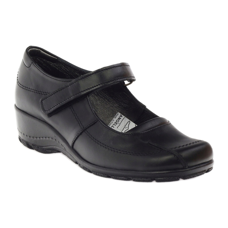 Salón con cuñas piel natural Angello 371 negro 1 Salón con cuñas piel natural Angello 371 negro 1