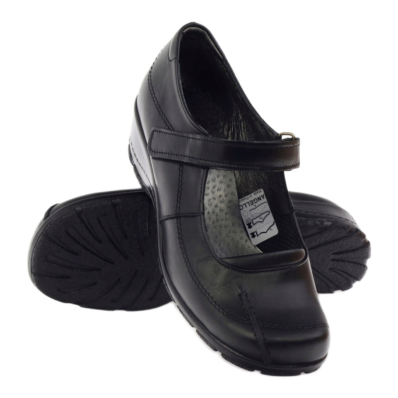 Salón con cuñas piel natural Angello 371 negro 3