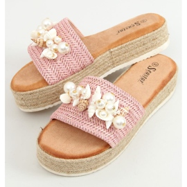 Pantuflas alpargatas con conchas rosas CK117P Rosa 1