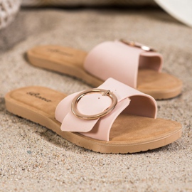 Bona Pantuflas Con Hebilla Decorativa rosa 1