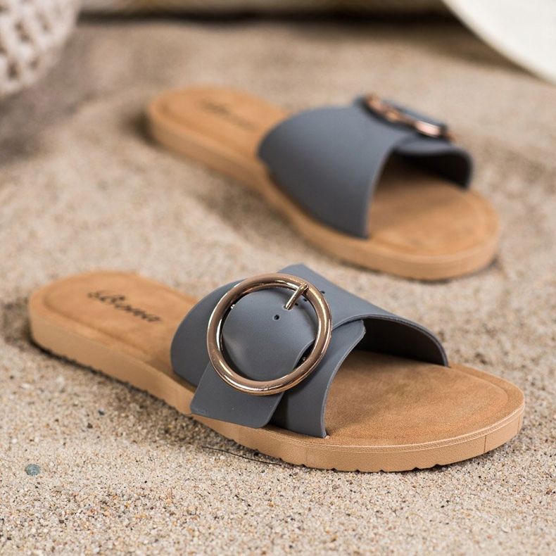 Bona Pantuflas Con Hebilla Decorativa gris 1