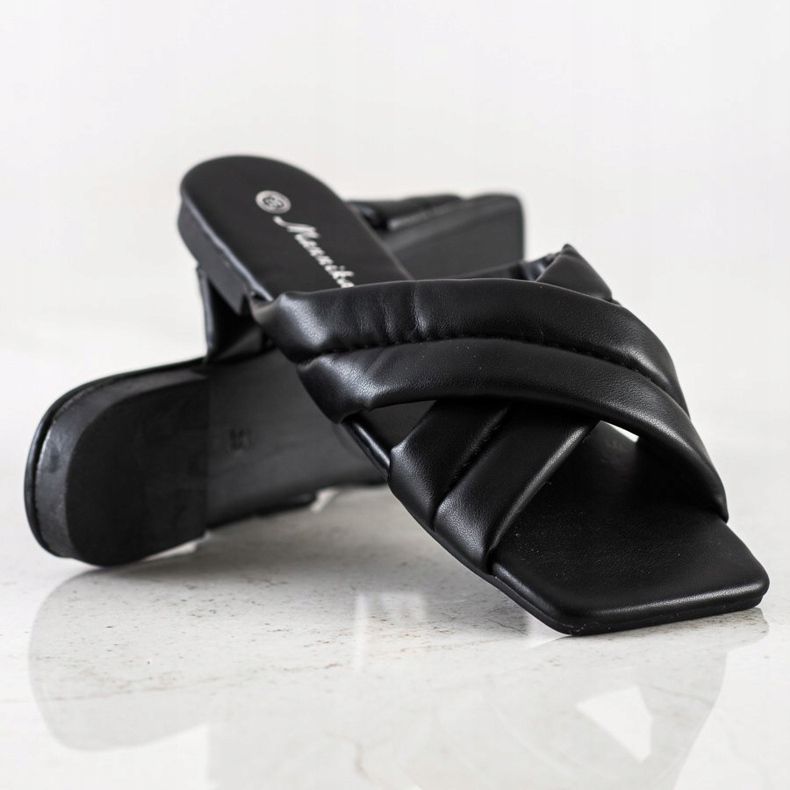 Mannika Zapatillas cómodas de piel ecológica negro 1