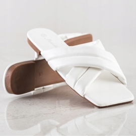 Mannika Zapatillas cómodas de piel ecológica blanco 1