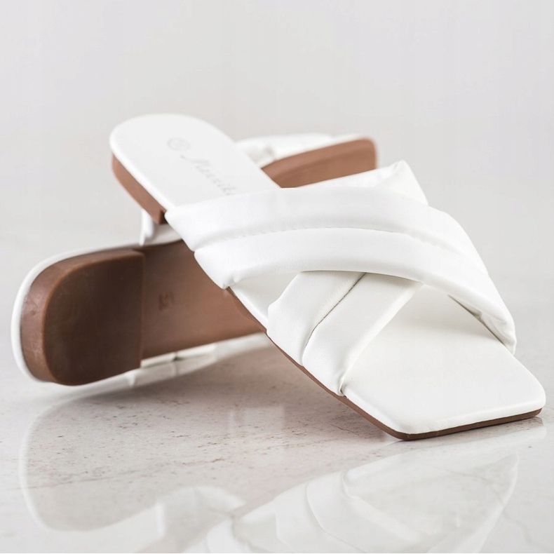 Mannika Zapatillas cómodas de piel ecológica blanco 1