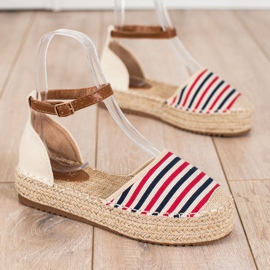 Clowse Alpargatas Rayas Con Hebilla beige rojo multicolor 1
