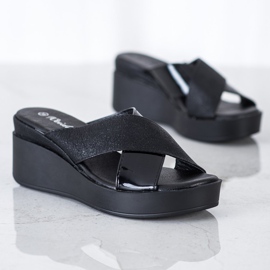 Weide Pantuflas de cuña negras negro 1