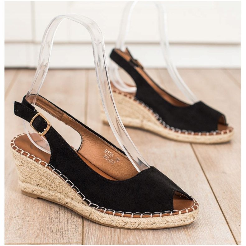 SHELOVET Sandalias de cuña casual negro 1