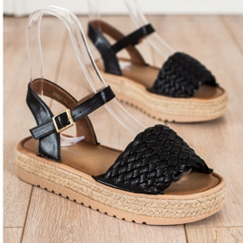 SHELOVET Sandalias Alpargatas Trenzadas negro 1