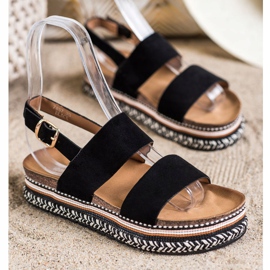 Ideal Shoes Sandalias de gamuza en la plataforma negro 1