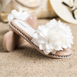 SHELOVET Pantuflas Blancas Con Flor blanco 1