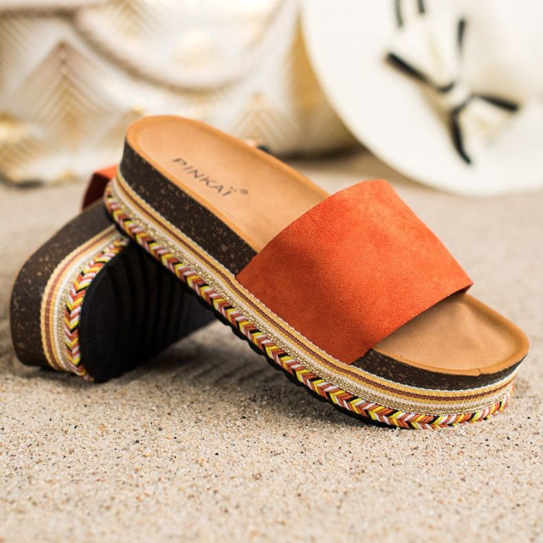 SHELOVET Cómodas pantuflas de gamuza naranja 1