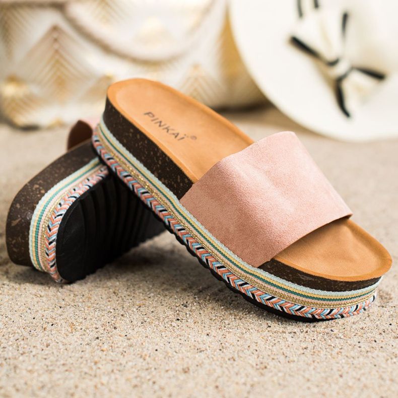 SHELOVET Cómodas pantuflas de gamuza rosado 1