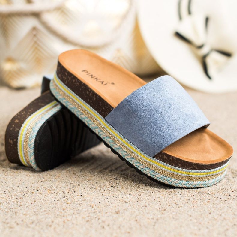 SHELOVET Cómodas pantuflas de gamuza azul 1